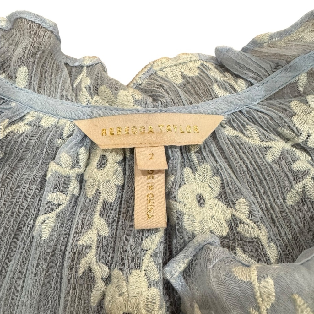 Rebecca Taylor Light Blue‎ Floral Blouse - Picture 3 of 6